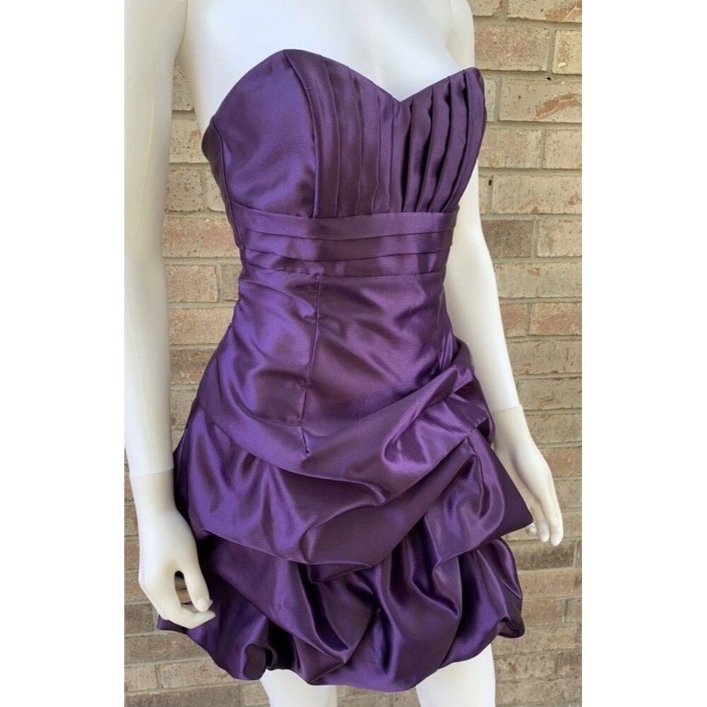 Jessica McClintock gunne Sax purple satin evening cocktail dress 11 Homecoming - Picture 9 of 11